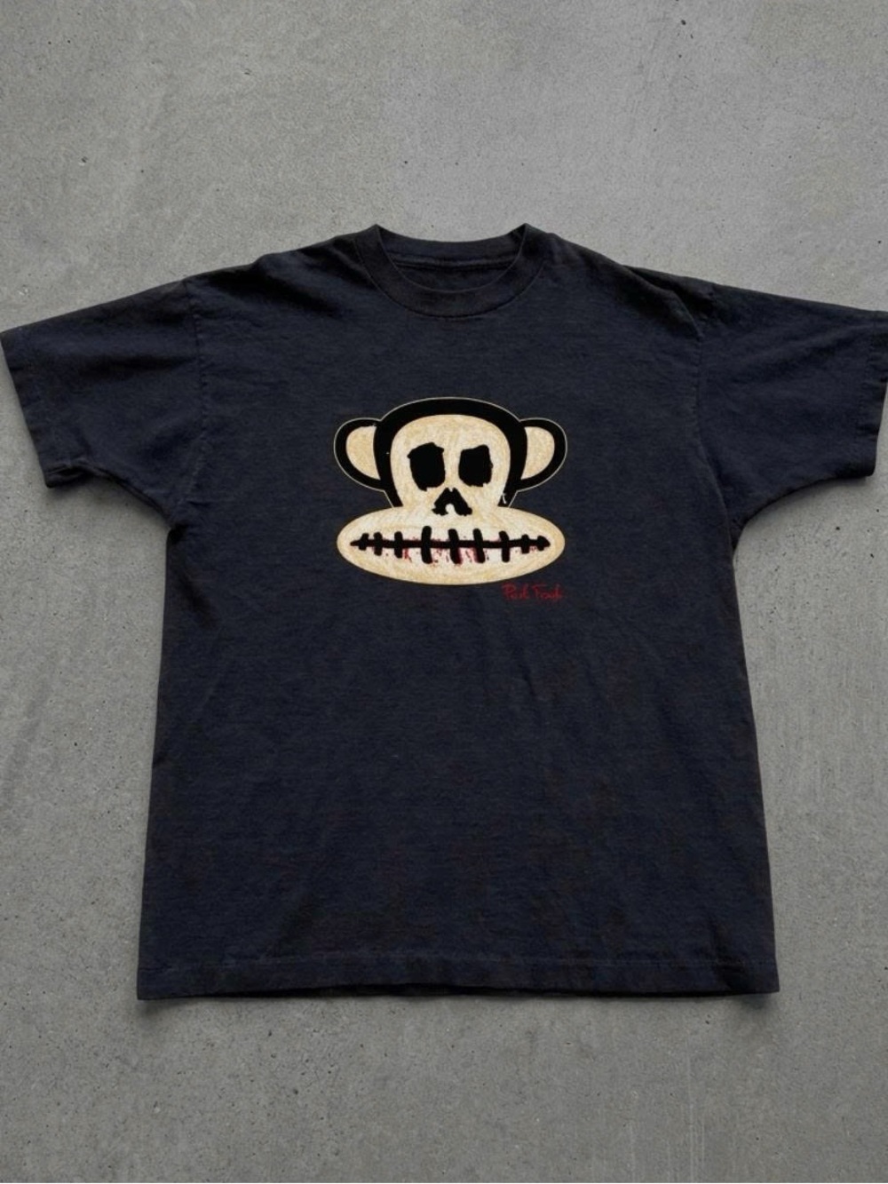 Paul Frank Black Tee with Cream Skull Monkey Graphic